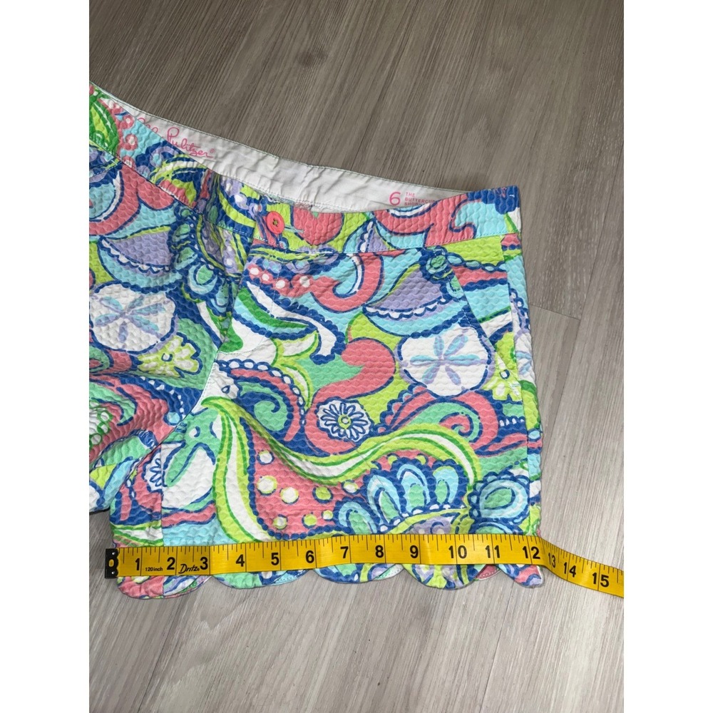 Lilly Pulitzer Buttercup Scalloped Seersucker Shorts Multicolor Paisley Size 6 - Picture 4 of 11